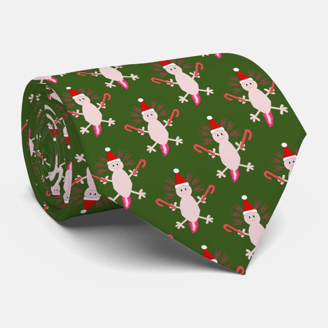 Gravata Axolotl de Natal Bonito Padrão (Rolled)