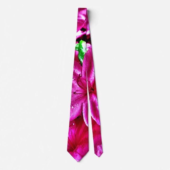 Gravata Azalea Tie Floral Cor-de-Rosa (Frente)