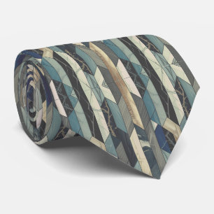 Gravata Azul Ardósia Moderno e Mosaico Geométrico de Mármo