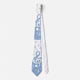 Gravata Azul-céu e branco da onda do Clef de triplo