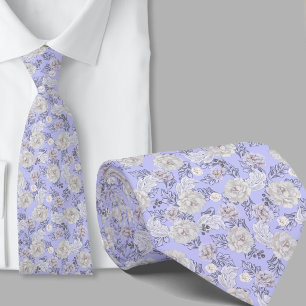 Gravata Azul Claro com Padrão Floral