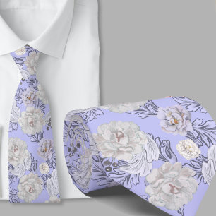 Gravata Azul Claro com Padrão Floral Grande