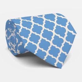 Gravata Azul Claro e Quatrefoil Bege