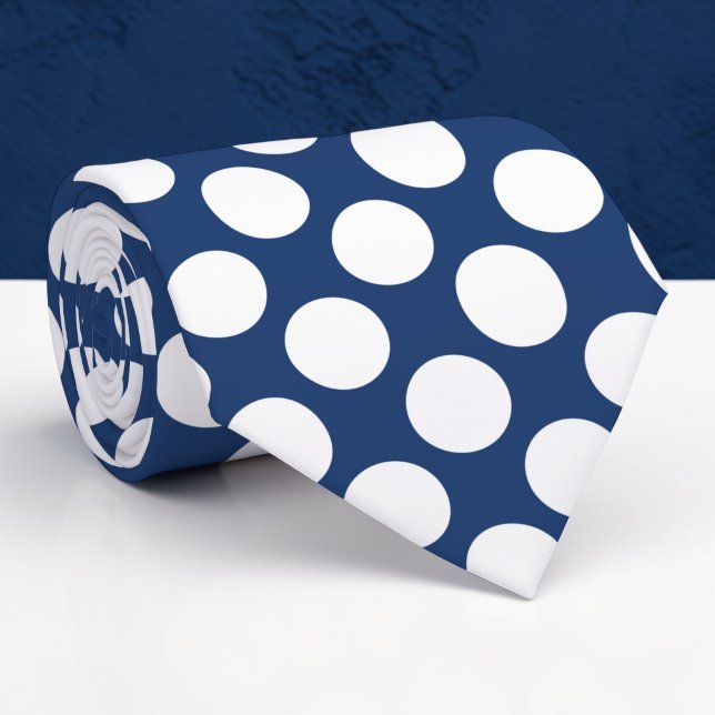 Gravata Azul com Bolinhas Brancas Personalizada (Criador carregado)
