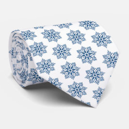 Gravata Azul com Estampa Xadrez de Flocos de Neve