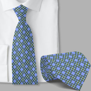 Gravata Azul com Padrão Geométrico Artístico Moder