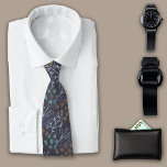 Gravata Azul da meia-noite<br><div class="desc">Esta Gravação Romântica de Botânica apresenta um legal fundo Azul Meia-Noite com o Padrão de Twigs e Folhas. Dê um amor e personalize com um monograma para torná-lo especial. Ideal como presente de Dia de os pais, para vovô, marido ou alguém especial.</div>