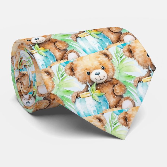 Gravata Azul de Urso de Pelúcia (Rolled)
