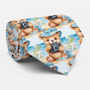 Gravata Azul de Urso de Pelúcia
