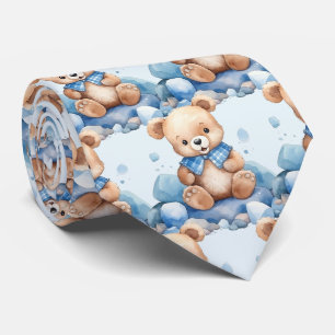 Gravata Azul de Urso de Pelúcia