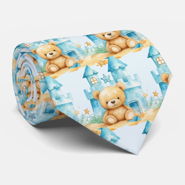 Gravata Azul de Urso de Pelúcia (Rolled)