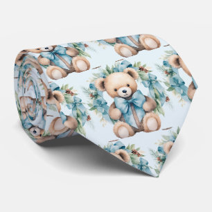 Gravata Azul de Urso de Pelúcia