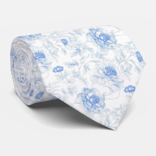 gravata azul delicada com toile de jouy