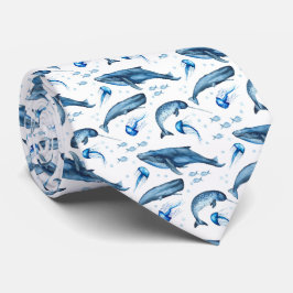 Gravata azul dos animais marinhos | da aguarela