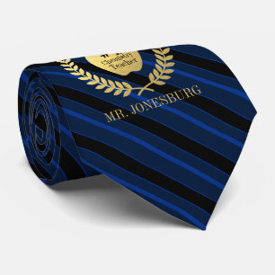 Gravata Azul Dourado do falso feito sob encomenda do