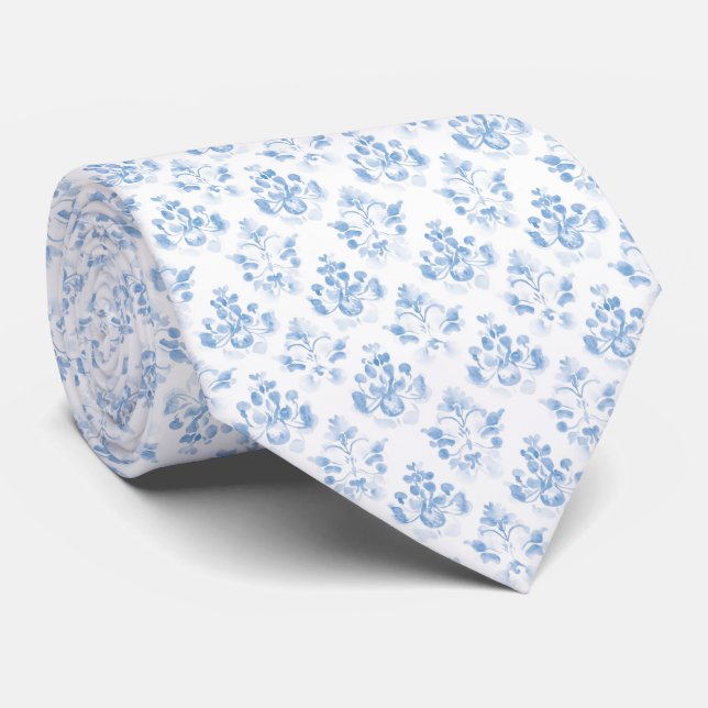 Gravata azul e branca aquarela (Rolled)