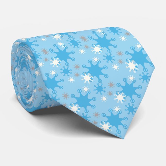 Gravata Azul e Cinza Floco de Neve Masculino (Rolled)