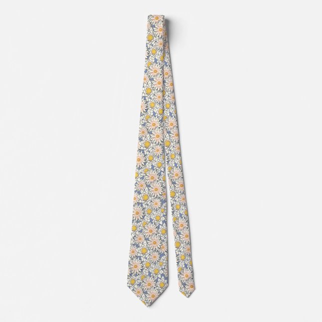 Gravata azul elegante de girassol (Frente)