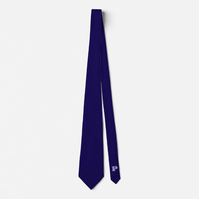Gravata azul escura personalizada com letra P e ti (Frente)