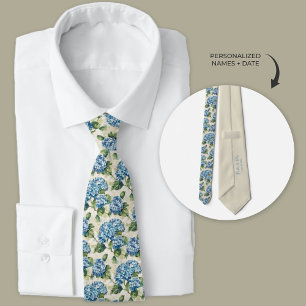Gravata Azul Hydrangea Personalizado Aquarela