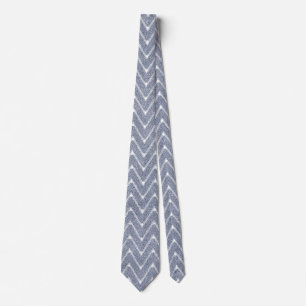 Gravata Azul Jeans Empoeirado Pequeno Padrão Chevron