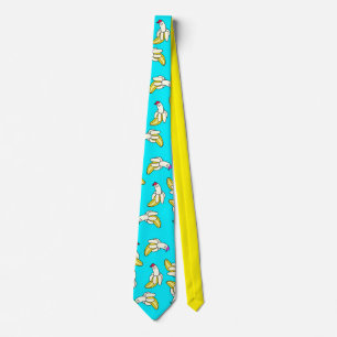 Gravata Azul Legal Cartoon Banana