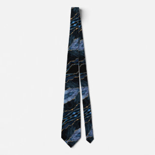 Gravata Azul Marinho com Brilho Dourado