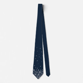 Gravata Azul Marinho Elegante com Acentos Florais 