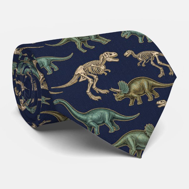 Gravata Azul Marinho Fóssil de Paleontologia Vinta (Rolled)