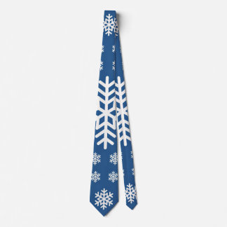Gravata Azul Minimalista e Flocos de Neve Natal Branco