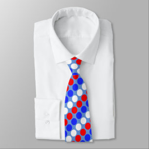 Gravata Azul moderno vermelho branco pontilhado listras no