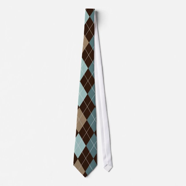 Gravata Azul/Na moda Castanho Agyle Tie (Frente)