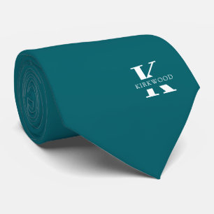 Gravata Azul Pavão Monograma Elegante+Nome Dois lados