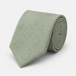 Gravata Azul Poeirento Dourado Diamante Damasco Jacquard R