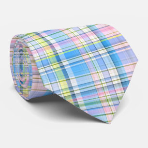 Gravata Azul Rosa Amarelo Preppy Madras