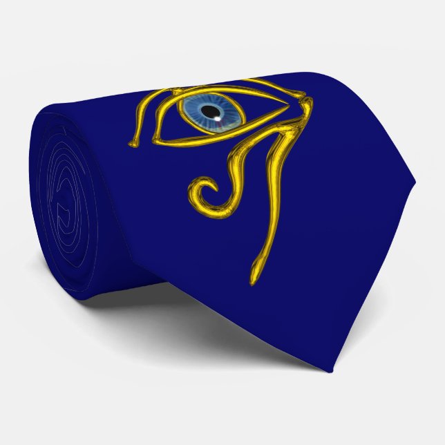 GRAVATA AZUL TALISMAN/OLHOS DE HORO DOURADO (Rolled)