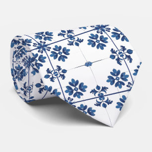 Gravata Azulejo Azul Índigo Português Lisboa Decorativo