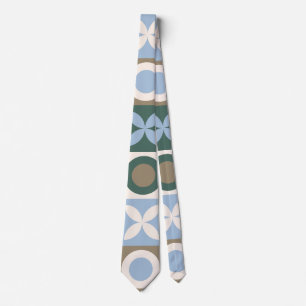 Gravata Azulejo Geométrico Azul e Marrom Padrão de Mosaico