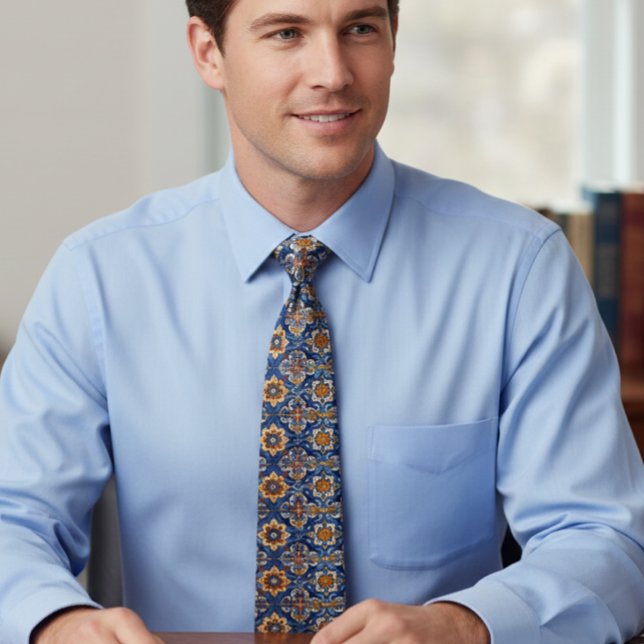 Gravata Azulejo mexicano Talavera Pottery Fiesta Espanhol (Criador carregado)