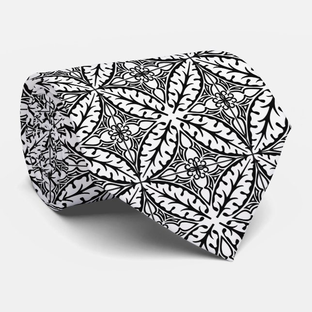 Gravata Azulejos marroquinos - branco e preto (Rolled)