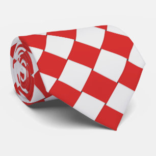 Gravata Azulejos tecidos vermelhos e brancos