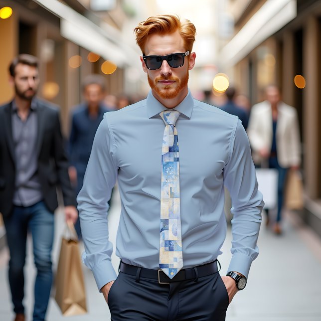 Gravata Azure Bloom Abstrato Art Tie (Criador carregado)