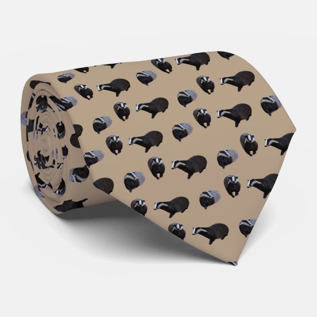 Gravata Badger Frenzy Tie Double Sided Impressão (Beige) (Rolled)