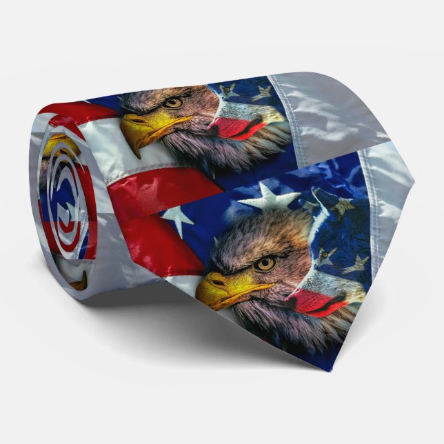 Gravata Bald Eagle Wolf American Flag (Rolled)