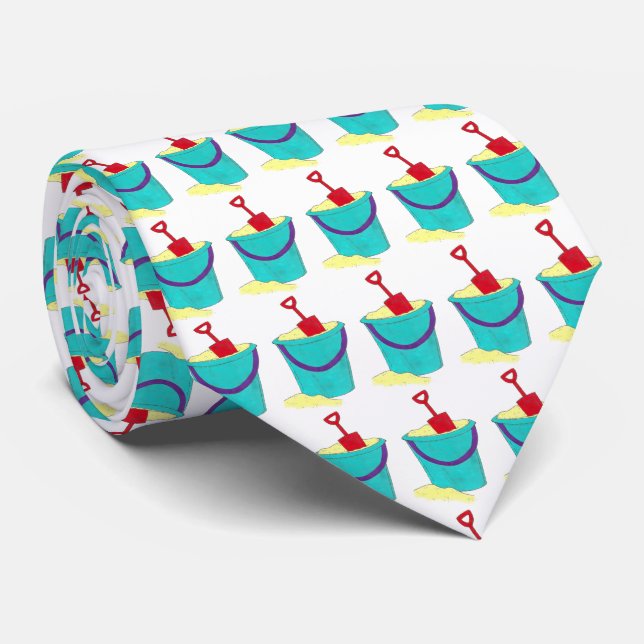 Gravata Balde de areia Pail Shovel Beach Summer Tie (Rolled)