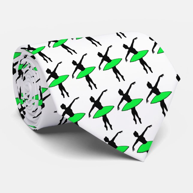 Gravata Balé Verde Negra Ballerina Tutu Pai Dance Tie (Rolled)