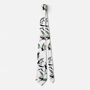 Gravata Bamboo Garden White Ver: Panda Bonita Jogando Bamb