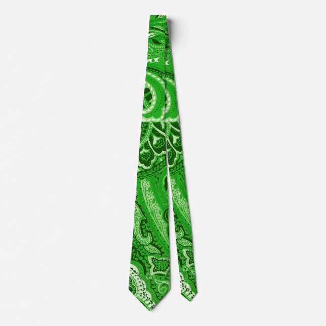 Gravata Bandanna retro chique verde de Paisley do hippy de (Frente)