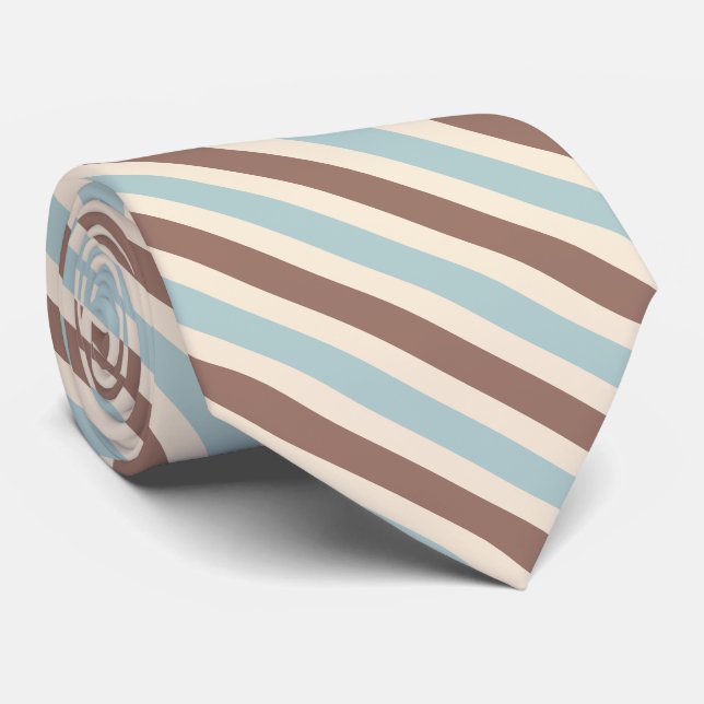 Gravata Bandas Azuis Marrons (Rolled)