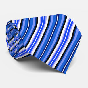 Gravata Bandas - Azul, Preto e Branco